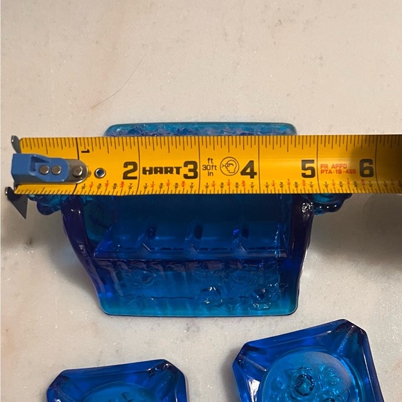 Rare- Vintage Cobalt Blue MCM Rose Pattern Ashtray Set of 4 with Matching Tray - Picture 13 of 16